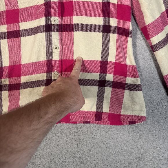 Patagonia Cotton Fjord Flannel Shirt Women’s Size 2 Pink Purple Cream Plaid - Picture 4 of 14